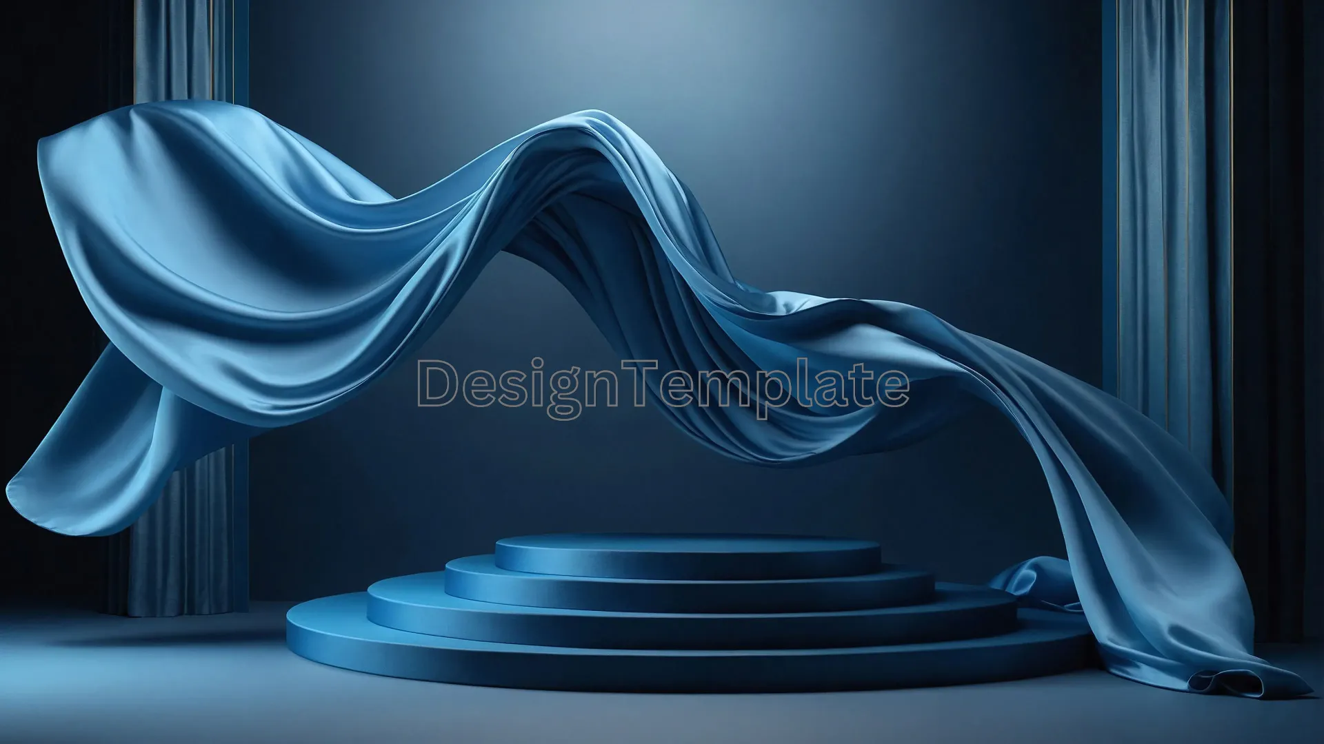 Silk Fabric and 3D Podium Background Image